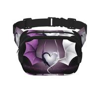 Purple and Wirte Dragons Unisexe Taille réglable Carré Double Couche Sac banane pour activités de plein air Voyage, Course à Pied Randonnée, Noir , Taille unique