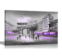 Purple Arc de Triomphe Paris, France Impression sur toile encadrée à suspendre pour chambre à coucher, salon, œuvre d'art moderne 40 x 30 cm A3