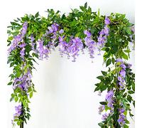 Purple Artificiel Wisteria suspendu fleurs fausses glacières Garland Vines de soie Ratta Long Flower String pour la chambre à la maison Mur extérieur Garden de mariage décorations de fête de mariage