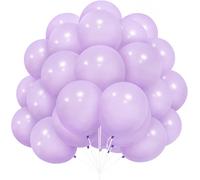 Purple Balloons, Pack Of 30 Pastel Purple Latex Balloons 12 Inch 30.5 Cm Balloon With Ribbon For Women Boys Girls Birthday Party Wedding Christening Birthday Baby Shower Decorations