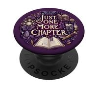 Purple Bookish Just One More Chapter Book Reading Moth Moon PopSockets PopGrip Adhésif