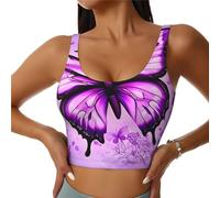 Purple Butterfly Gilet extensible pour femme Coupe basse Convient pour la course à pied et le fitness, Noir , S