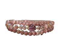 Purple Cat's Eye Stone Double-Circle Bracelet Stackable Crystal Jewelry | Purple Cat's Eye Bracelet With Double-circle Design, Perfect For Stacking