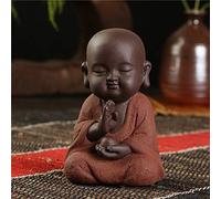 Purple Clay Happy Monk Bouddha Statues Home Club Geomantic Decor