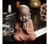 Purple Clay Happy Monk Bouddha Statues Home Club Geomantic Decor