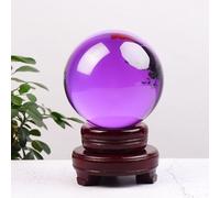 Purple Clear Crystal Ball with Stand, Divnation Sphere,Glass Magic for Gifts Family Decorative, Home Office Decor,200mm/7.9in Gemstone Stone