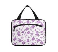 Purple Crush Grande trousse de maquillage à suspendre avec crochet, trousse de maquillage lavable pour femme, indispensable pour le camping, taille L