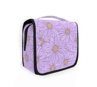 Purple Daisy Bag Sac à cosmétiques de voyage avec crochet de suspension Unisexe