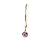 (Purple)Diamond-shaped Cuban Chain Zircon Necklaces Wild Collarbone Chains for Women