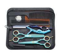 Purple Dragon - Ciseaux de coiffure - Professionnels - 13,97 cm - Pour homme et femme - Vert - Ciseaux tranchants pour barbier/coiffeur/débutant