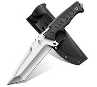 Purple Dragon Couteau de survie pour l'extérieur avec étui en Kydex, couteau de survie à lame fixe en acier D2, couteau Tanto avec manche en G10 pour le camping, cadeaux pour hommes, noir