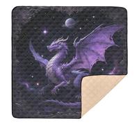 Purple Dragon Fantasy Art Tapis de jeu rembourré doux pour intérieur et extérieur - Confortable et respirant - Pour bébés, nourrissons et tout-petits - 127 x 127 cm