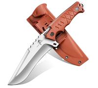 Purple Dragon Outdoor Couteau de survie avec fourreau Kydex, lame fixe en acier D2 monobloc, manche en G10 avec soie pleine pour camping, cadeau pour hommes, Orange