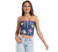 Purple Drip Aliens and Space Haut court sans bretelles pour femme Sans bretelles pour chirurgie estivale, coloré, Taille M