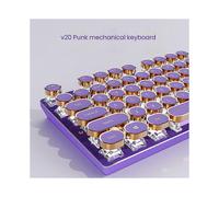 (Purple) EWEADN V20 Punk Typewriter Mechanical Gaming Keyboard, 104 Keys Round Keycaps LED White Backlit, Key-wire separation design