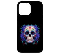 Purple Floral Black Sugar Skull Day of The Dead Mexican Art Coque pour iPhone 13 Pro Max