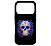 Purple Floral Black Sugar Skull Day of The Dead Mexican Art Coque pour iPhone 17 Pro