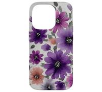 Purple Flower Bouquet Floral Watercolor Wildflowers Coque pour iPhone 14 Pro