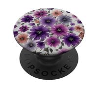 Purple Flower Bouquet Floral Watercolor Wildflowers PopSockets PopGrip Adhésif