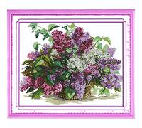 purple flower cross stitch kits for adults advanced Embroidery Kit Pre-Printed Stamped Cross Stitch Kit Beginners Kids UK animals spring 11CT