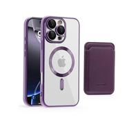 (Purple)For iPhone 16 Pro Case Compatible with MagSafe TPU + PC Mobile Cover with Card Bag
