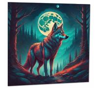 Purple Fox Carte d'anniversaire loup lune 145 x 145 mm, blanc