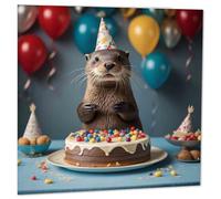 Purple Fox Carte d'anniversaire loutre mignonne 145 x 145 mm, blanc