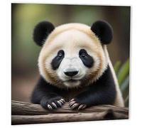 Purple Fox Carte d'anniversaire panda mignon 150 mm x 150 mm, blanc