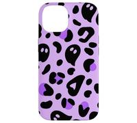 Purple Halloween Ghost Leopard Print Cute Cheetah Design Coque pour iPhone 14