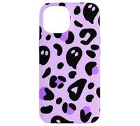 Purple Halloween Ghost Leopard Print Cute Cheetah Design Coque pour iPhone 15