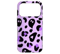 Purple Halloween Ghost Leopard Print Cute Cheetah Design Coque pour iPhone 17 Pro