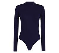 Purple Hanger - Body/Justaucorps Femme Éxtensible à Col Roulé Manches Longues Fermeture Pression - 36-38, Bleu marine