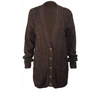 Purple Hanger - Cardigan Femme Manches Longues Fermeture Bouton - 48-50, Marron foncé
