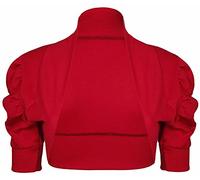 Purple Hanger Femme Extensible Ruché Boléro Manches Courtes Femmes Haut Boléro Court Cardigan - Rouge, EU 36-38