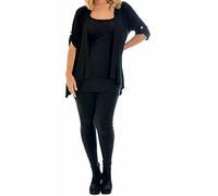 Purple Hanger Neuf femmes à manches courtes Taille plus ouvert Cascade Cardigan pour femme Uni Coupe stretch Top - Bleu - 44