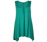 Purple Hanger - Top uni Col rond sans manche en tissu extensible Femme - Grandes tailles - 52-54, Vert jade