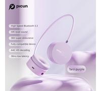 Purple Headphone Picun-Téléphone de sauna sans fil i30, stéréo Hi-Fi, casque Bluetooth 5.3 léger avec microphone, 36 heures de lecture pour téléphone, PC, voyage ""Nipseyteko