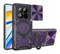 (Purple) Kickstand Phone Case for Redmi Note 15 Pro 5G Global, TPU PC Material Cover with Slide Lens Window Protection