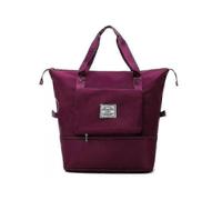(Purple)Large Capacity Folding Travel Bag With Dry Wet Separation Pocket
