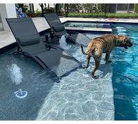 PURPLE LEAF Bain De Soleil Lot De 2 avec Table, Transat Jardin Extérieur, Ajustables et empilables, Coussin Amovible, Courbé Textilène Aluminium, Transat Piscine, Gris