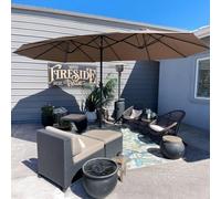 PURPLE LEAF Grand Parasol de Jardin Extérieur avec Pied 4,55 x 2,7 x 2,4 m, Parasol Rectangulaire Double Face à Manivelle en Aluminium avec 12 Baleines pour Balcon, Terrasse, Patio, Restaurants, Taupe