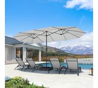 PURPLE LEAF Grand Parasol de Jardin Extérieur avec Pied 4,55 x 2,7 x 2,4 m, Parasol Rectangulaire Double Face à Manivelle en Aluminium avec 12 Baleines pour Balcon, Terrasse, Patio, Restaurants, Blanc