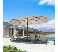 PURPLE LEAF Grand Parasol de Jardin Extérieur avec Pied 4,55 x 2,7 x 2,4 m, Parasol Rectangulaire Double Face à Manivelle en Aluminium avec 12 Baleines pour Balcon, Terrasse, Patio, Restaurants, Beige