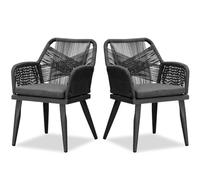 PURPLE LEAF Lot de 2 Chaises de Salle à Manger en Aluminium, Résistantes aux UV, Grand Teint, Chaises en Osier, Adaptées à Une Utilisation dans Les Jardins, Les Terrasses, et Les Cuisines, Gris.