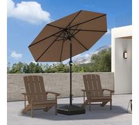PURPLE LEAF Parasol de Jardin Extérieur 2,3 m Rond avec Pied, Parasol Droit avec Manivelle, 8 Baleines, Toile Anti-UV 180 gr/m², Inclinable des Deux Côtés, pour Balcon, Terrasse, Plage, Taupe