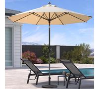 PURPLE LEAF Parasol de Jardin Exterieur 270 cm, Parasol Balcon Inclinable avec 8 Baleines et Mât Central en Aluminium Toile Protection UV pour Balcon Terrasse Patio, Kaki