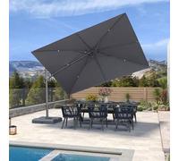PURPLE LEAF Parasol de Jardin Extérieur 3,5 x 2,5 m UPF 50+ Gris Graphite | Inclinable des deux côtés, Couverture d’ombrage optimisée, Protection UPF 50+, Bloque plus de 98% des UV, Anti-décoloration