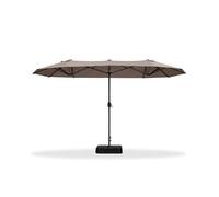 PURPLE LEAF Parasol de Jardin Extérieur 4 x 2 x 2,4 m avec Pied, Parasol Rectangulaire Double avec 12 Baleines et Manivelle en Aluminium pour Terrasse, Patio, Piscine, Balcon, Cafés, Taupe