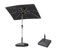 PURPLE LEAF Parasol de Jardin Extérieur avec Pied 1,2 x 1,8 m, Parasol Rectangulaire Inclinable avec Châssis en Aluminium Champagne Toile UPF 50+, Parasol Balcon pour Jardin Terrasse Piscine, Gris