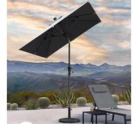 PURPLE LEAF Parasol de Jardin Exterieur Inclinable 180 x 180 cm avec Manivelle, Parasols avec 8 Baleines et Mât Central en Aluminium, Toile Protection UV pour Balcon Patio Terrasse, Gris
